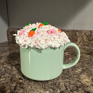 Mint Green Faux Mug with Whipped Cream and Easter Embellishments
